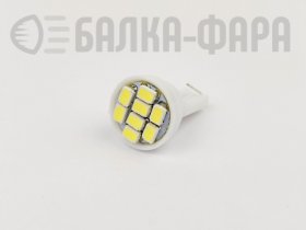 Лампа светодиодная 12v т-10 б/ц бел 8smd /611/