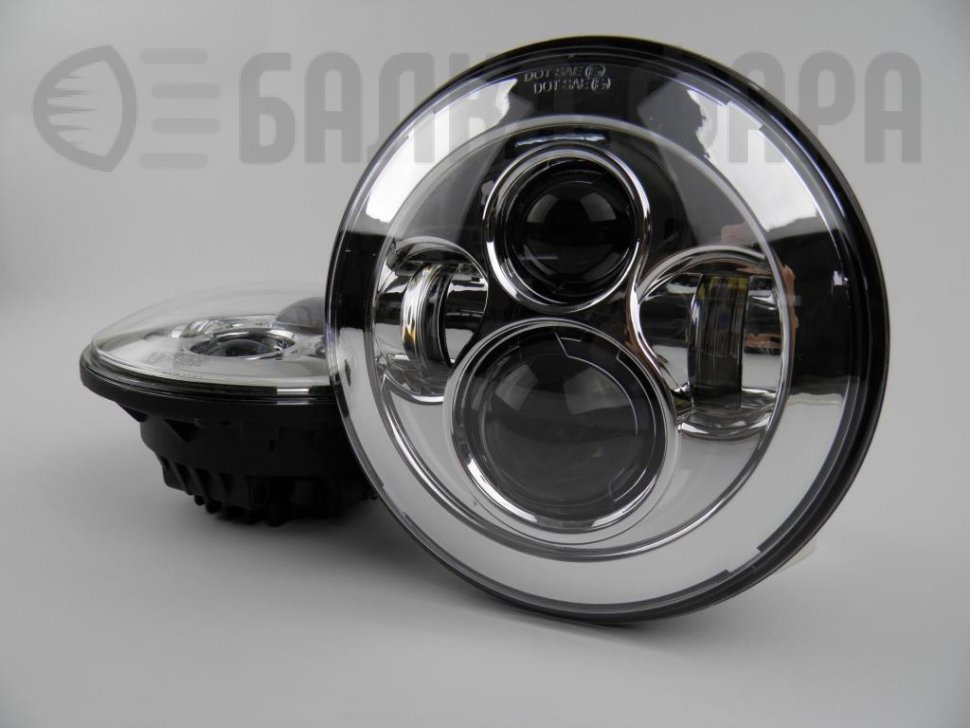 Комплект (2 шт.) светодиодных фар головного света, 90 Ватт, хром