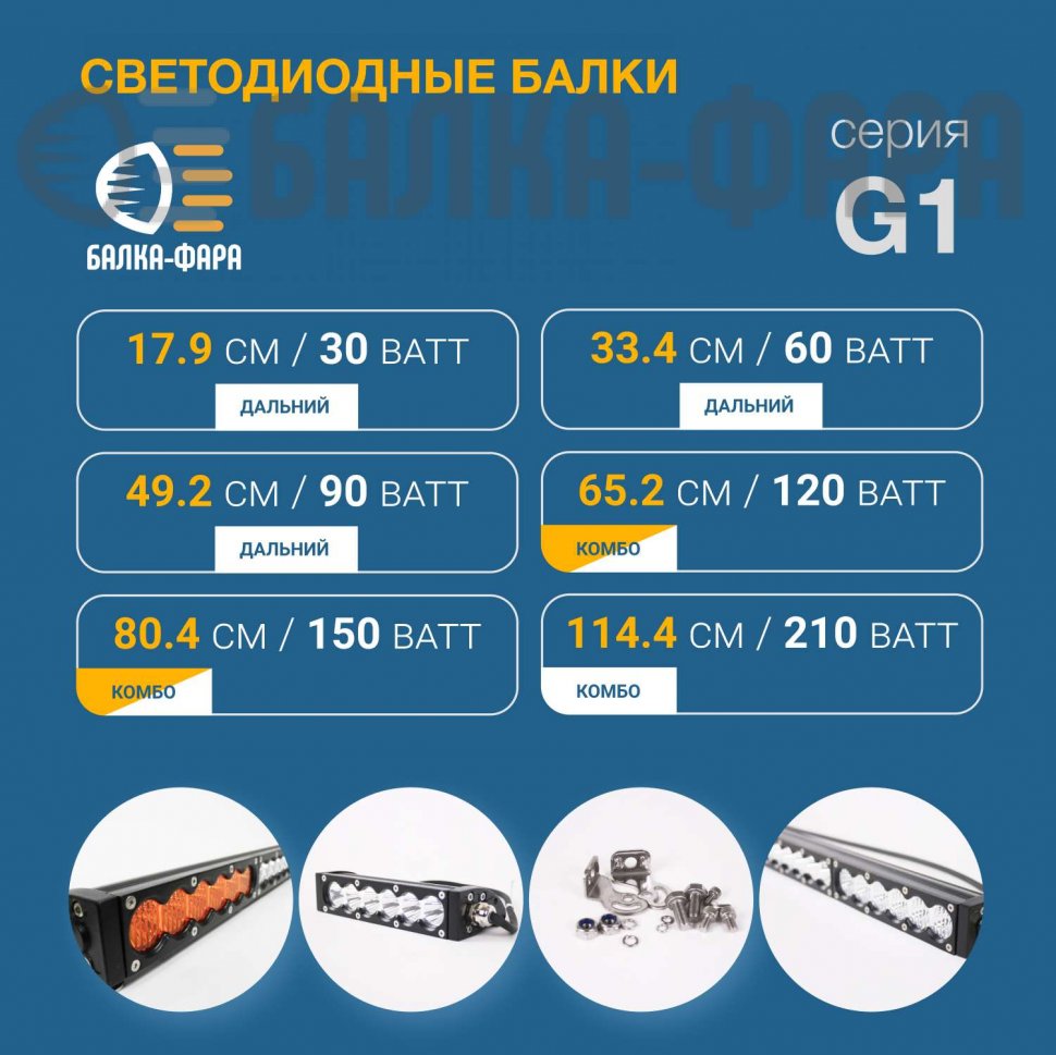 Светодиодная балка противотуманная (белый + желтый), 60 Ватт