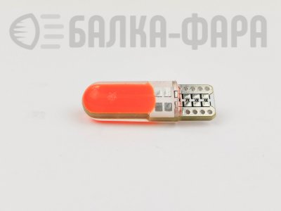 Лампа светодиодная t10 12v cob/силикон/красн. (1782)